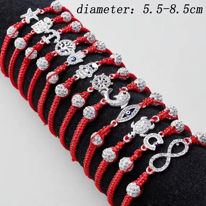 Ensemble de bracelets anti-mauvais-œil en coton avec alliage de zinc pour hommes et femmes 12 pièces ajustables pour protection et style élégant occasions spéciales