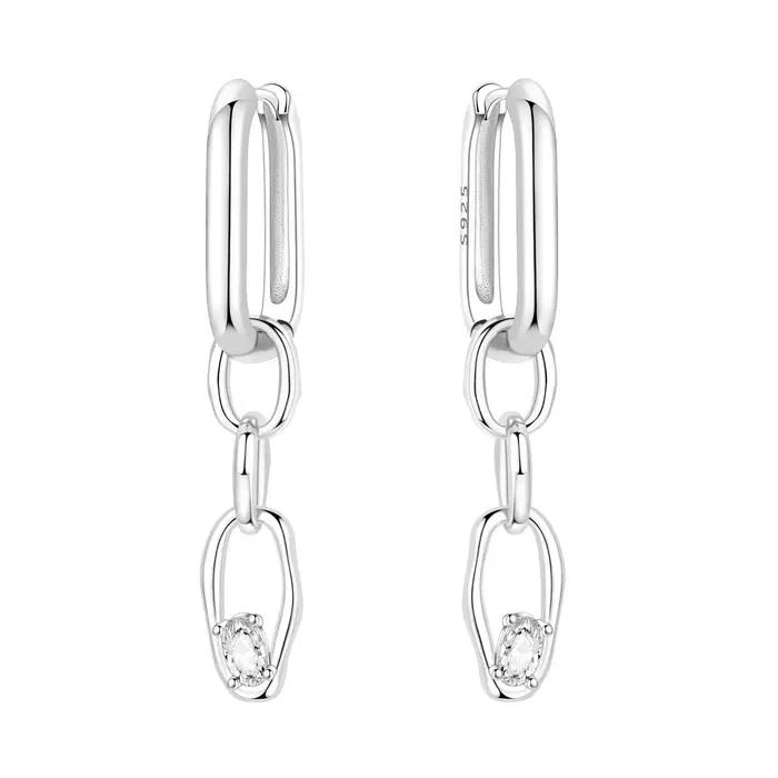 Boucles d'oreilles en argent sterling 925 avec style chaîne pour femmes, bijoux minimalistes et élégants, cadeau parfait pour les occasions spéciales