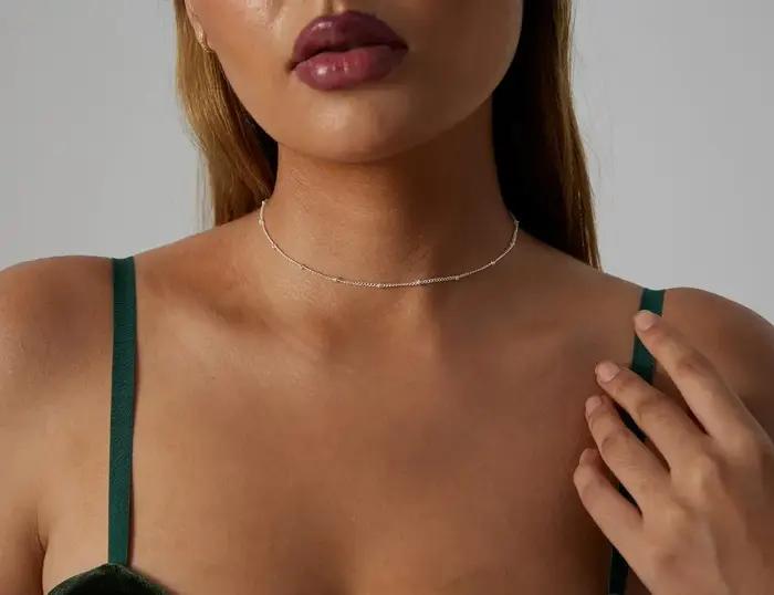 Collier ras du cou Satellite en acier inoxydable plaqué or/argent 14K