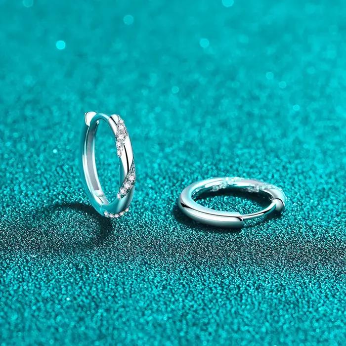 Boucles d'oreilles en moissanite taillée en argent regardé 925 pour femme