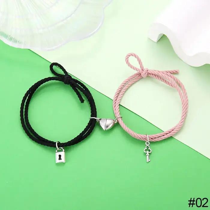Bracelets magnétiques de couple d'attraction de coeur pour des amoureux, bracelets de ULde tresse de