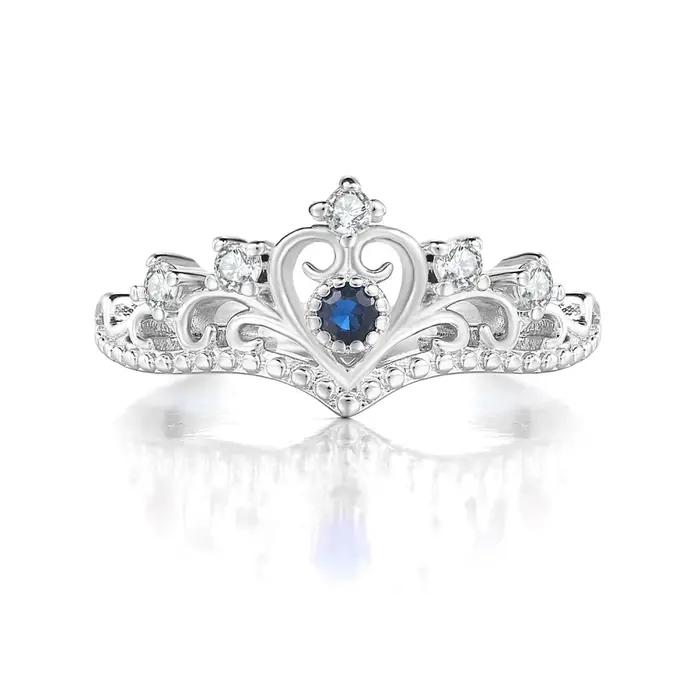 Bagues couronne de princesse pour adolescentes et femmes, bagues de luxe creuses en cristal coloré,