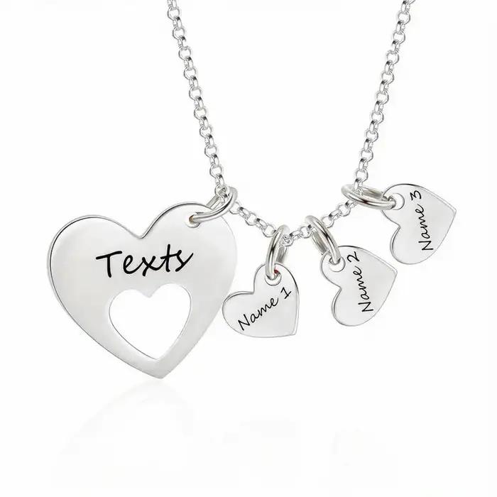 Collier de cœurs avec nom personnalisé pour maman, gravé avec plusieurs noms d'enfants, bijoux perso