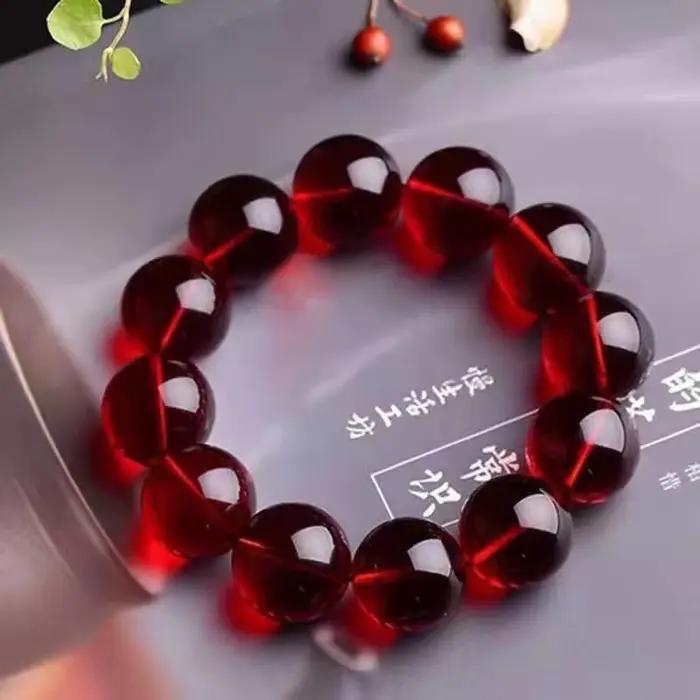 Bracelet en ambre rouge naturel pour hommes et femmes