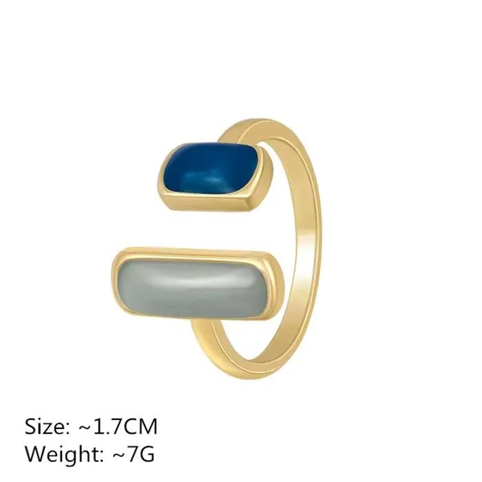 Bague en émail goutte à goutte colorée réglable pour femmes