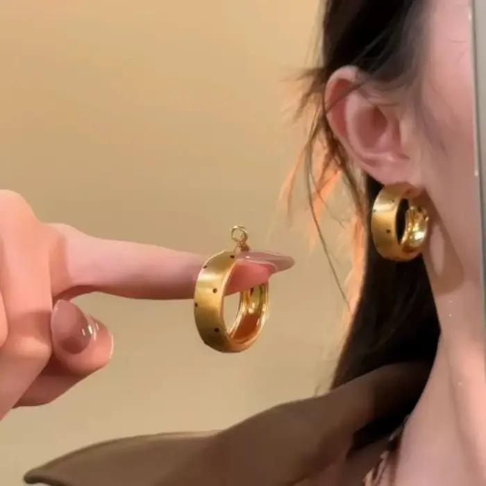 Boucles d'oreilles rétro géométriques circulaires à pois pour femmes