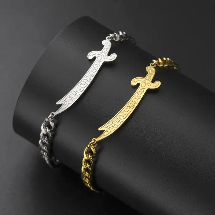 Amaxer Imam Ali Zulfiqar Bracelet épée pour femmes hommes bijoux en acier inoxydable amulette islamique cadeau en gros