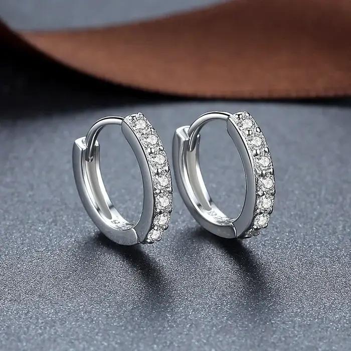 Boucles d'oreilles en argent Sterling 925 et Zircon brillant pour femmes