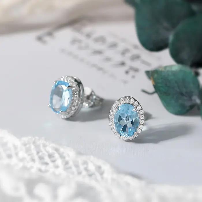 Boucles d'Oreilles en Topaze Naturelle pour Femme