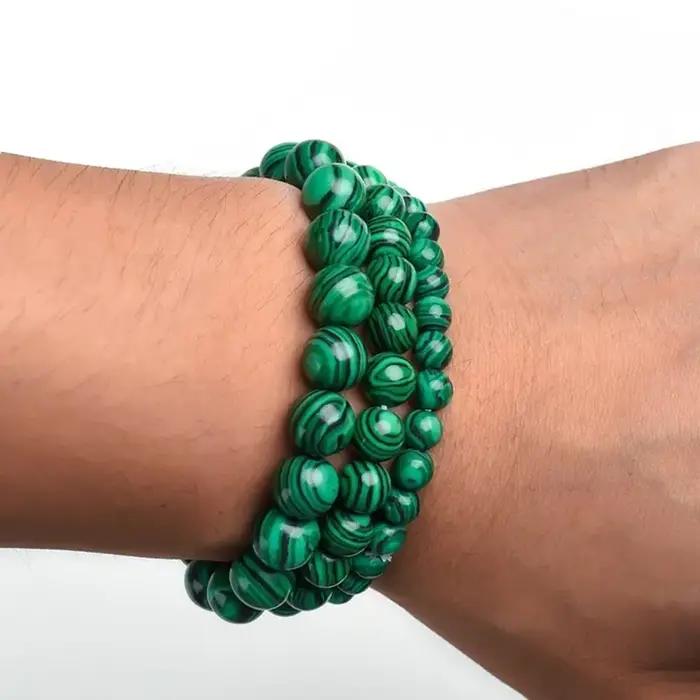 Bracelet en pierre de Malachite verte naturelle
