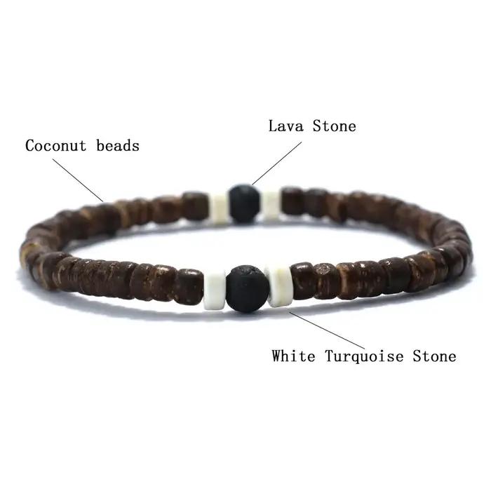 Bracelet en bois d'ampli naturel Howlite fait main pour homme et femme occasions spéciales cadeau anniversaire mariage professionnel