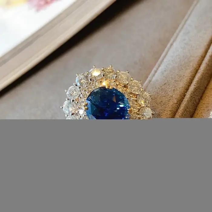 Bague de princesse Diana cz pour femmes engagement mariage alliance de mariage avec boîte à bijoux ajustable largeur 15mm pour célébrations romantiques