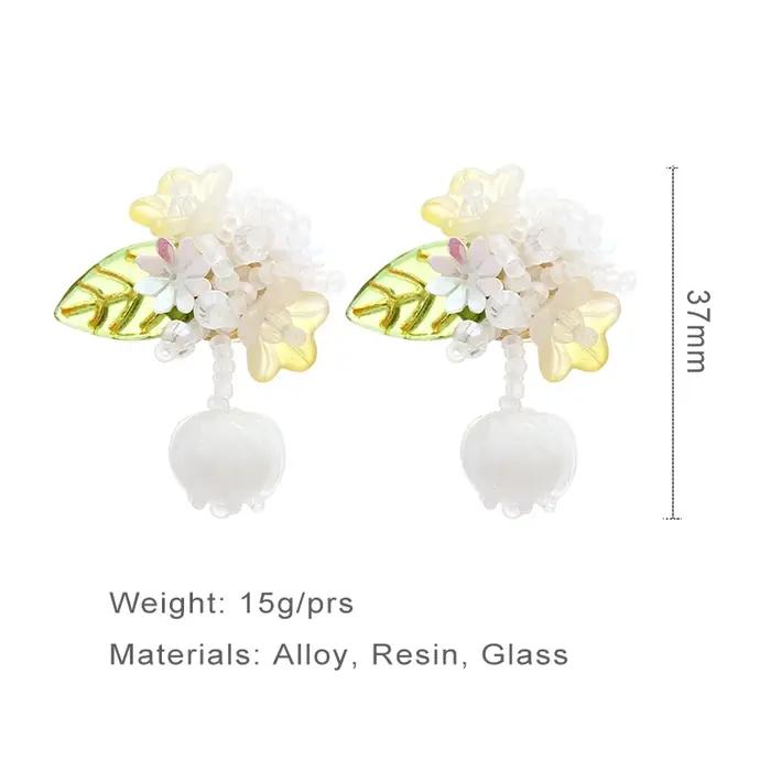 Boucles d'oreilles en résine fleuries pour femmes romantiques mignonnes accessoires de vacances bijoux de styliste cadeaux de fête occaions spéciales