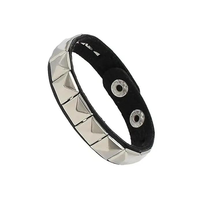 Nouveau bracelet punk sombre en PU pour femmes et hommes, chaîne hip-hop rock, bracelet multi-couche