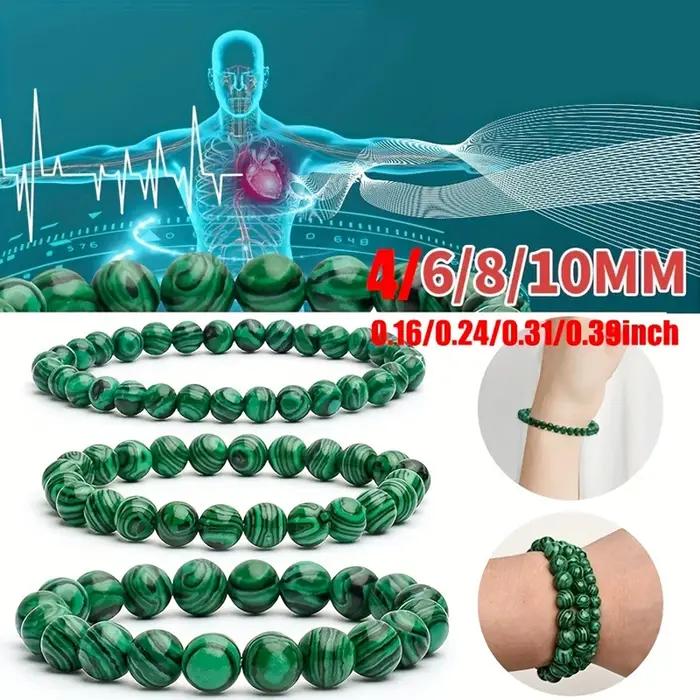 Bracelet en pierre de Malachite verte naturelle