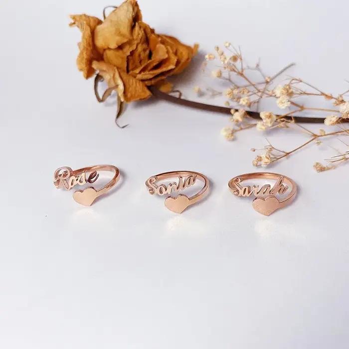Bague personnalisée avec nom d'amour, bagues de couple pour mariage, anniversaire, engagement, cadeau romantique pour femme occasions spéciales