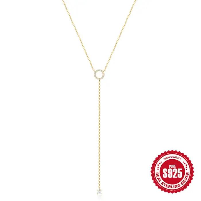 CANNER réel 925 bijoux en argent Sterling collier circulaire Zircon pendentif clavicule chaîne gland