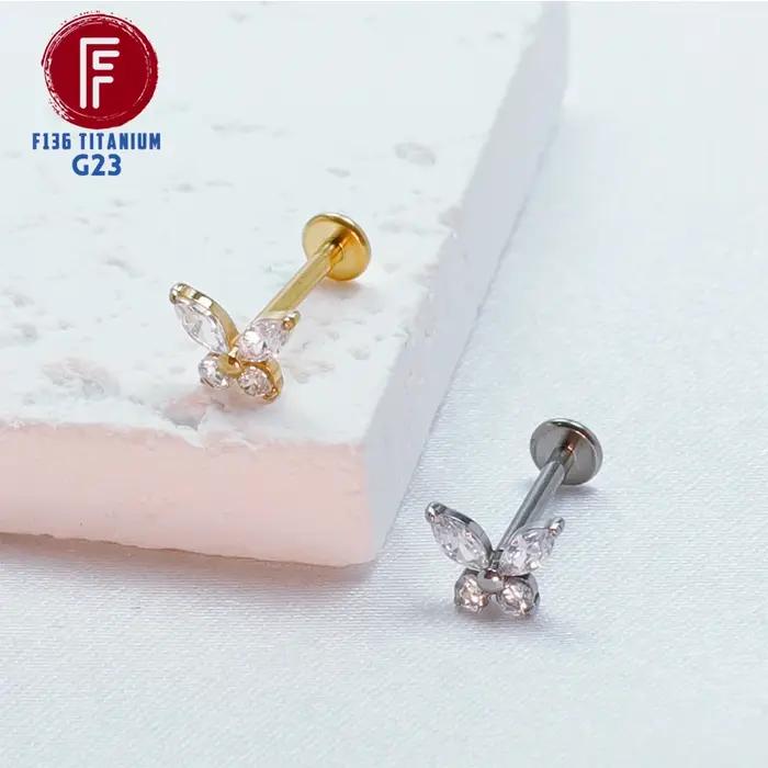 Piercing Tragus Jules Zcompresses sur Papillon F136 Titane Cartilage Spirale Septum ClUnicef Helix Femme 16G Labret Bijoux Accessoires