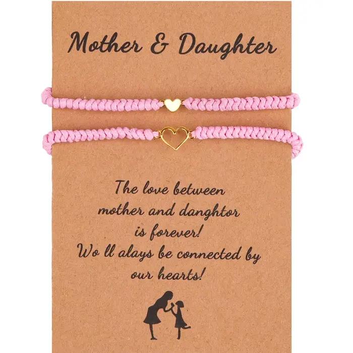 Cadeaux pour maman fille coeur correspondant Bracelets tressé corde Bracelet pour mère