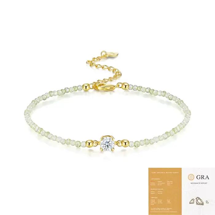 Bracelet à perles en argent 925 avec diamant moissanite pour femme, ne se décolore pas, non allergique, cadeau de fête