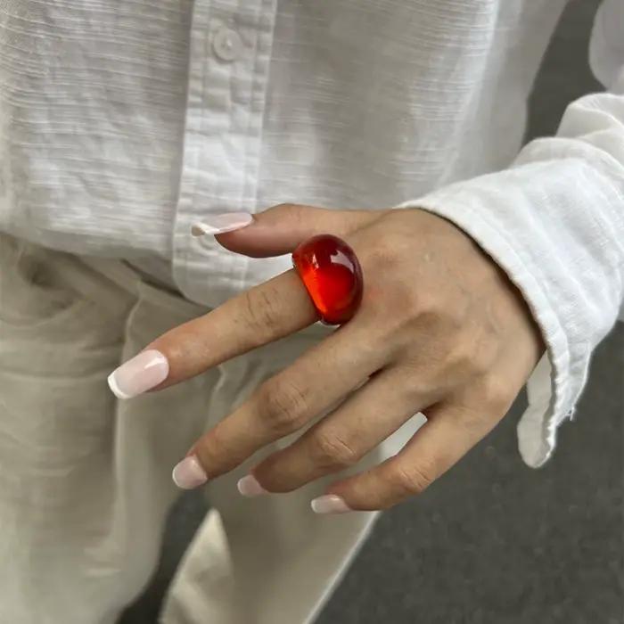 Large bague résine géométrique à la mode pour femmes, bague punk originale pour soirée festive