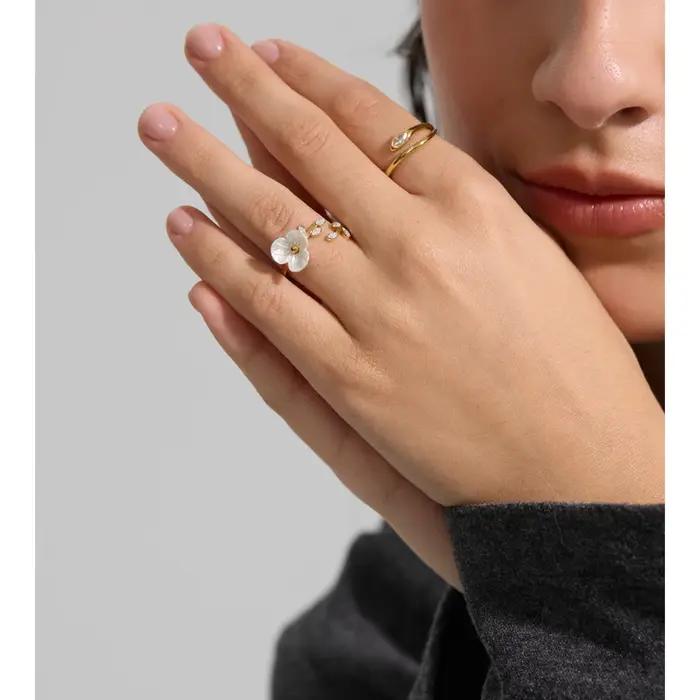 Yhpup – bague serpent réglable en acier inoxydable et zircone