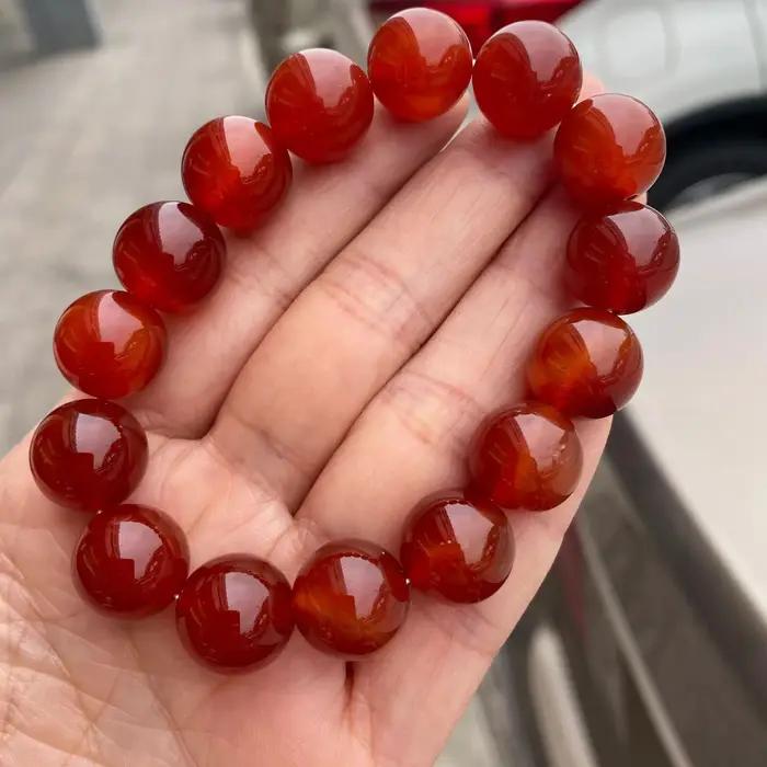 Bracelets de perles de pierres naturelles cornaline rouge agate rouge onyx extensibles yoga guérison bijoux cadeaux pour femmes et hommes occasions spéciales
