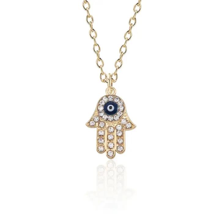 Collier en cristal main de fatma Hamsa turc pour femmes et hommes, colliers mauvais œil, clavicule e