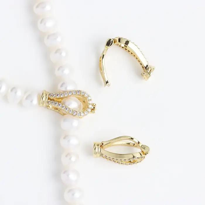 1 pièce cuivre plaqué or Zircon en forme de Y pull chaîne pince perle collier Bracelet pince bijoux