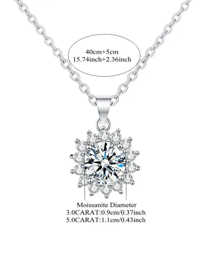 Collier pendentif en moissanite tournesol haute qualité argent sterling 925 plaqué or 14 carats unisexe classique certifié pour femmes et hommes occasions spéciales