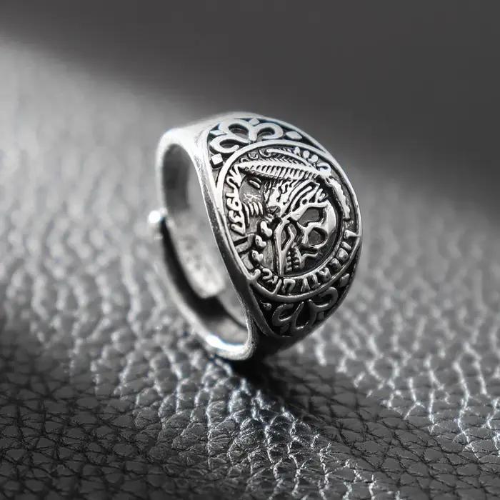Bague Punk tête de crâne amérindien pour hommes