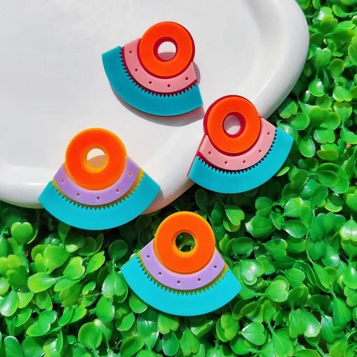 KUGUYS Flabellate tendance grande boucle d'oreille pour les femmes futur Style bohème Boho bijoux accessoires