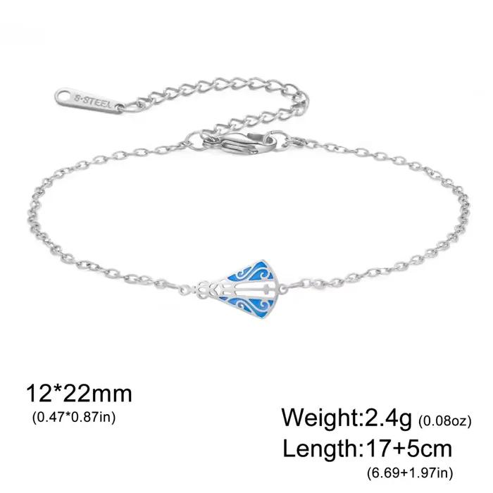 Bracelet Croix de la Vierge Aparecida en Acier Inoxydable, Cordon Tressé Réglable, Émail Bleu, Bijou