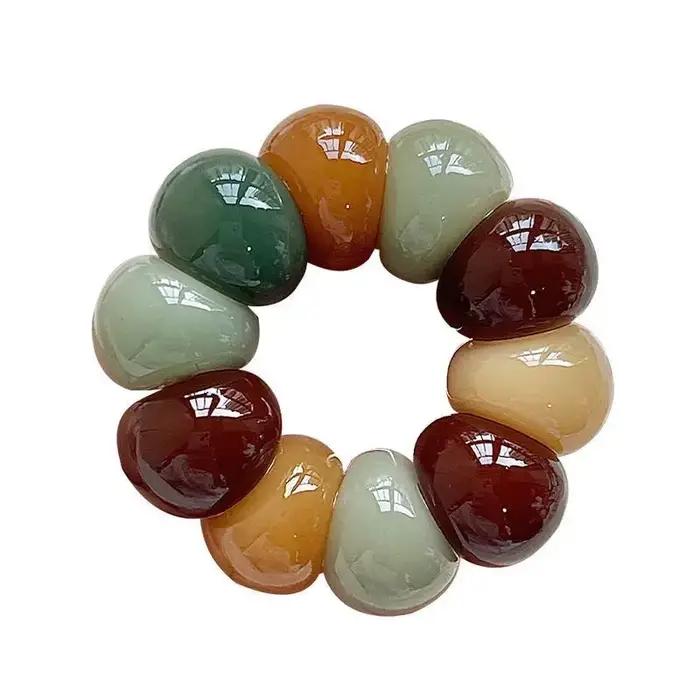 Bague de prière Zen Mala avec perles courbées polies colorées, bracelet de méditation bouddhiste, bi