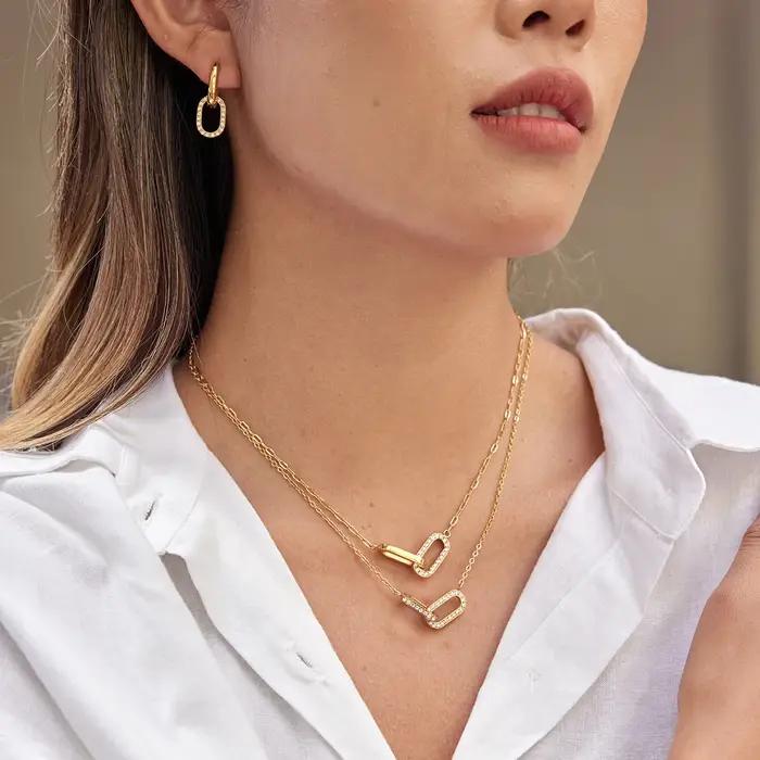 Zora – collier et boucles d'oreilles minimalistes avec pendentif Double entrelacé
