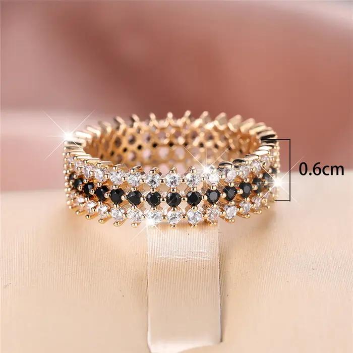 Bague de luxe en pierre de Zircon ronde pour femmes