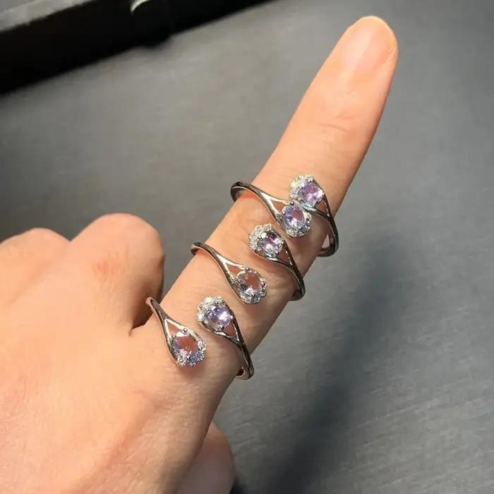 Bague en acier inoxydable sertie de tanzanite naturelle vintage pour femmes occasions spéciales élégantes à offrir