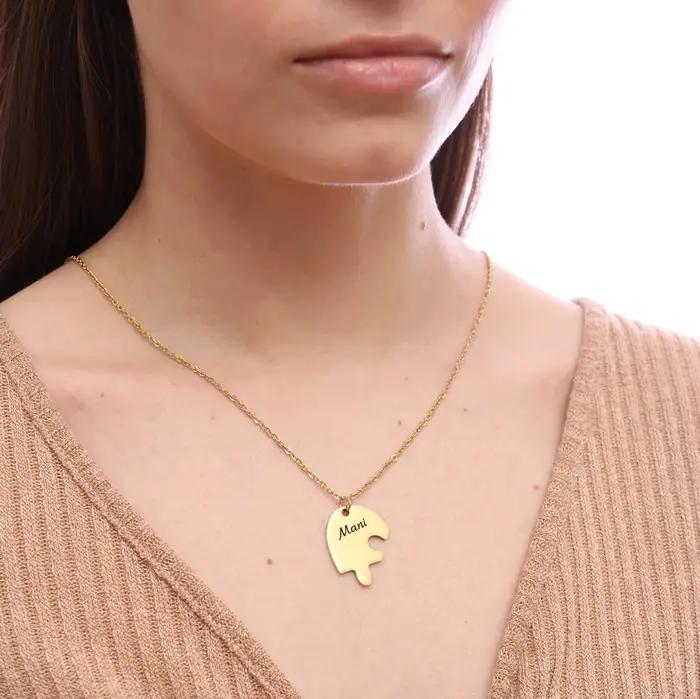 Ensemble de colliers Puzzle en forme de cœur personnalisé