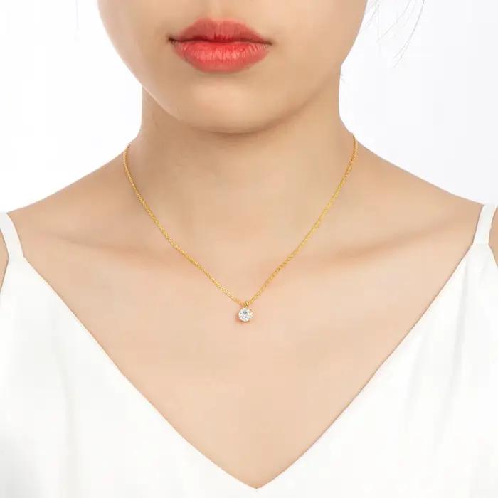 1.0 carat 2ct 3ct D Moissanite Solitaire goutte colliers 18k plaqué or pendentif Original réel 925 argent chaîne bijoux pour les femmes