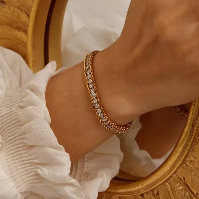 Bracelet de tennis en acier inoxydable pour femme
