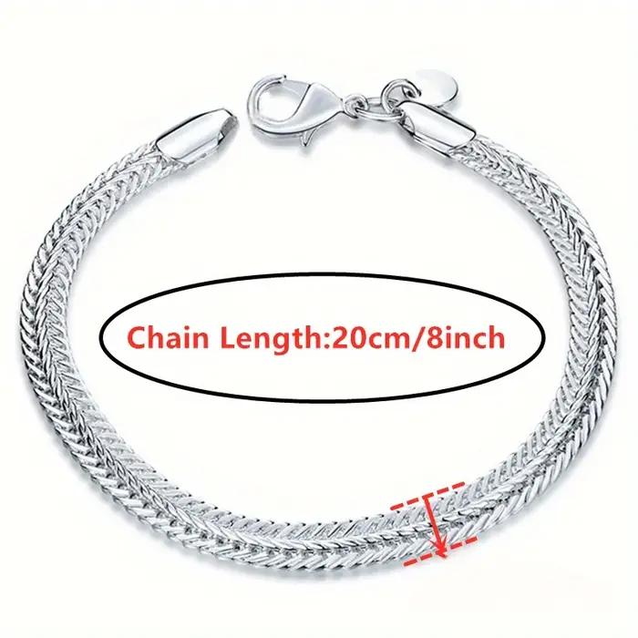 Bracelet chaîne serpent plate en argent Sterling 925