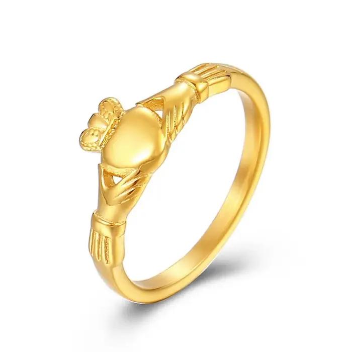 Bague Claddagh irlandaise en acier inoxydable