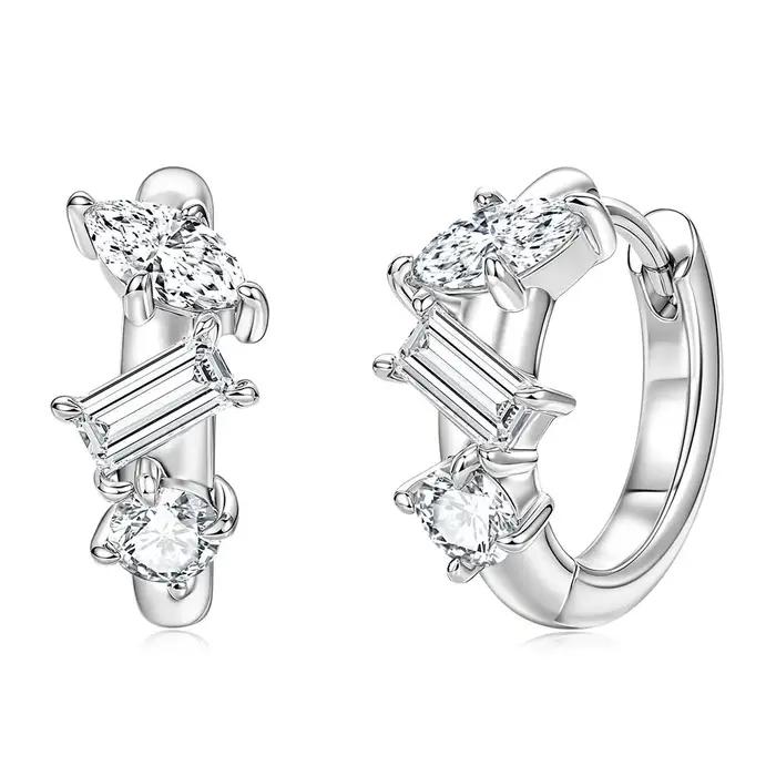 Boucles d'oreilles en forme de marquise/rectangulaires/rondes en moissanite