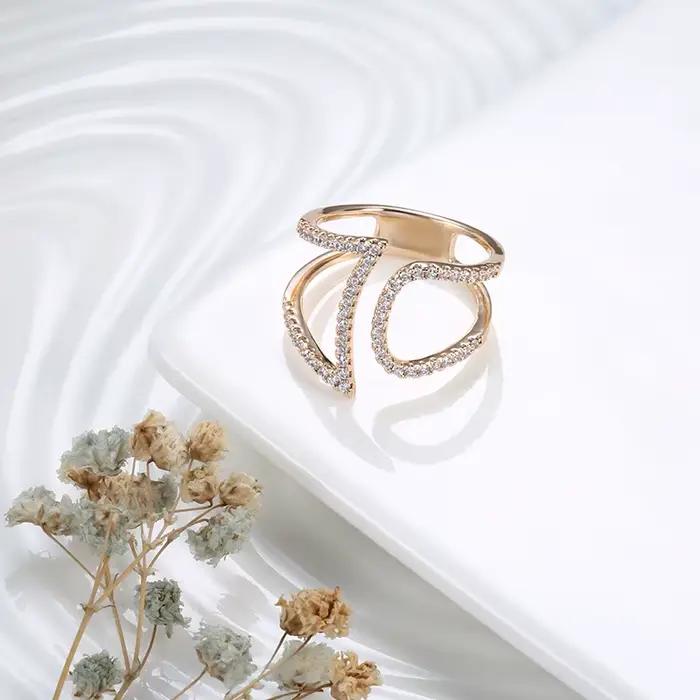 Bague en Zircon Naturel Or Rose pour Femme Occasion Mariage et Événements Formels