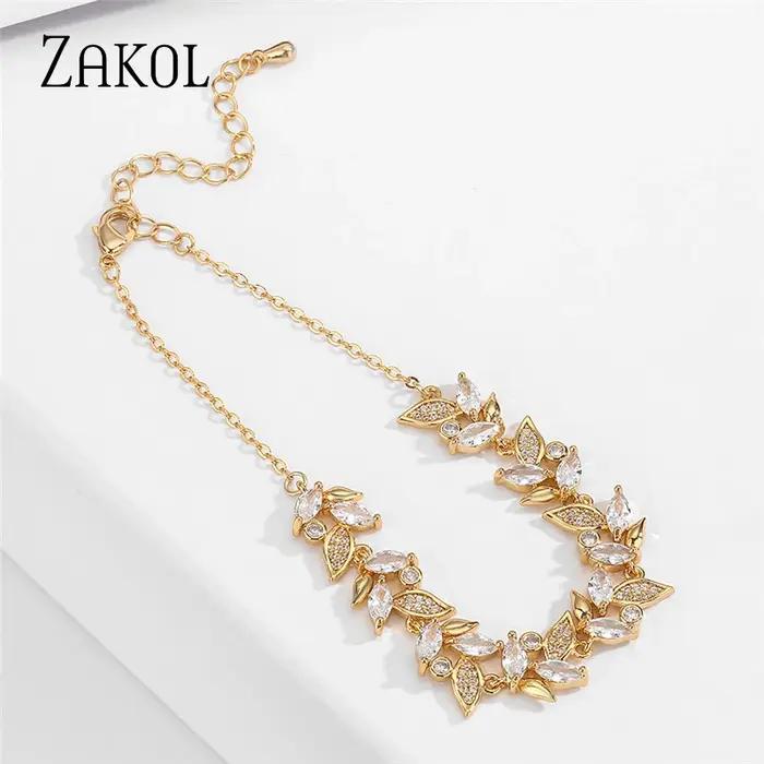 Bracelet en zircon AAA feuille de marquise brillant réglable bijou de mariage pour femmes élégance et symbolisme chance et prospérité occassions spéciales