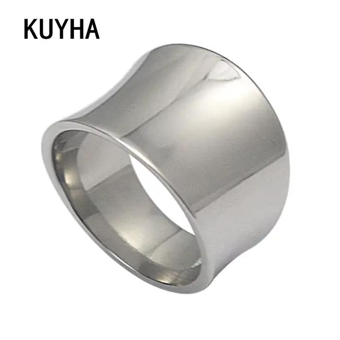 Bague brillante unie en acier inoxydable pour femme, style irrégulier punk, métal document argenté,
