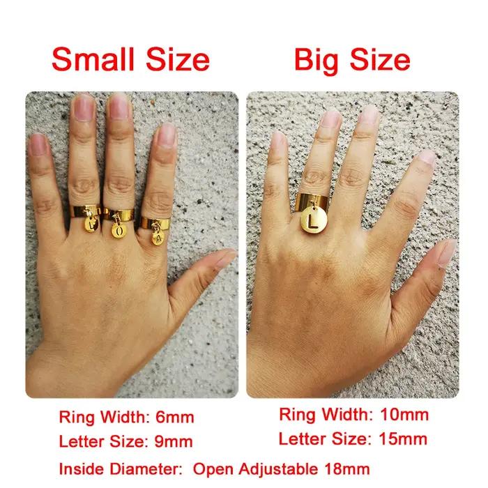 MinaMaMa-Bague alphabet en acier inoxydable pour femme