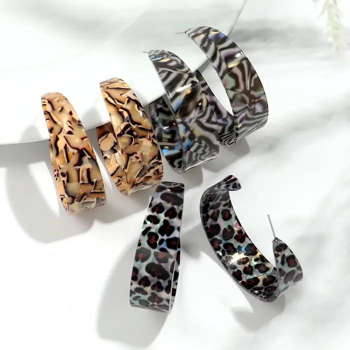 Boucles d'oreilles léopard en acrylique pour femmes