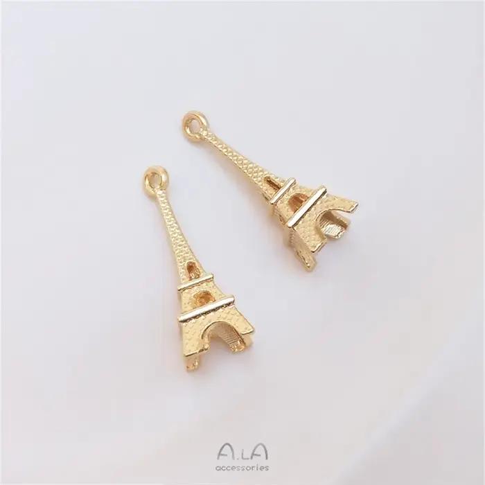 Pendentif tour Eiffel de Paris plaqué or 14 carats