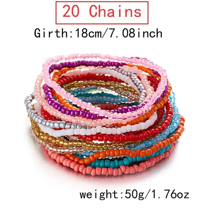 Bracelets de perles été plage bohême chaînes à main à la main coloré perle de rocaille empilable Bra
